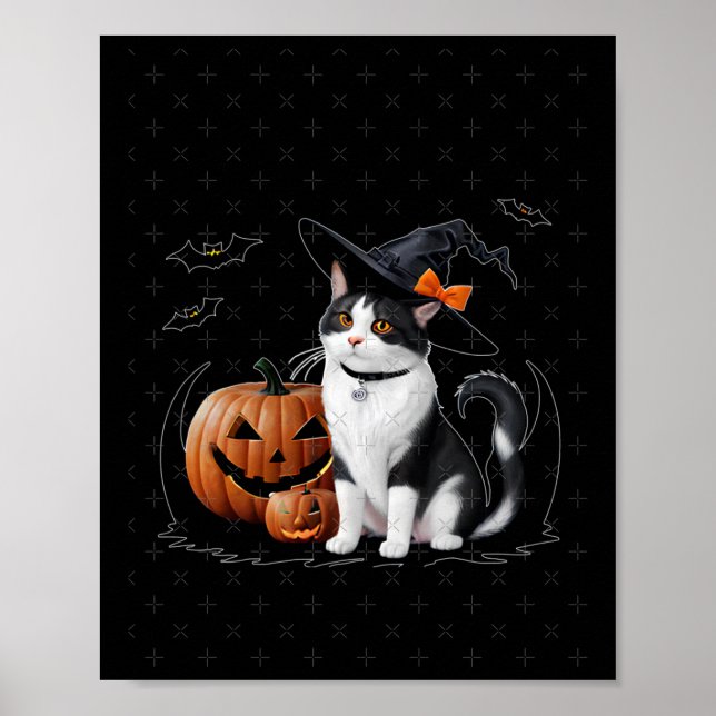 Affiche Chat Cute À L'Autocollant De La Fête D'Halloween (Devant)