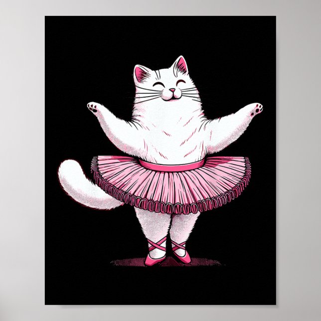 Affiche Chat Cute Dans Tutu Ballet Danser Hommes Femmes En (Devant)