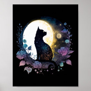 Affiche Chat Cute Motif Chat En Chat Lune