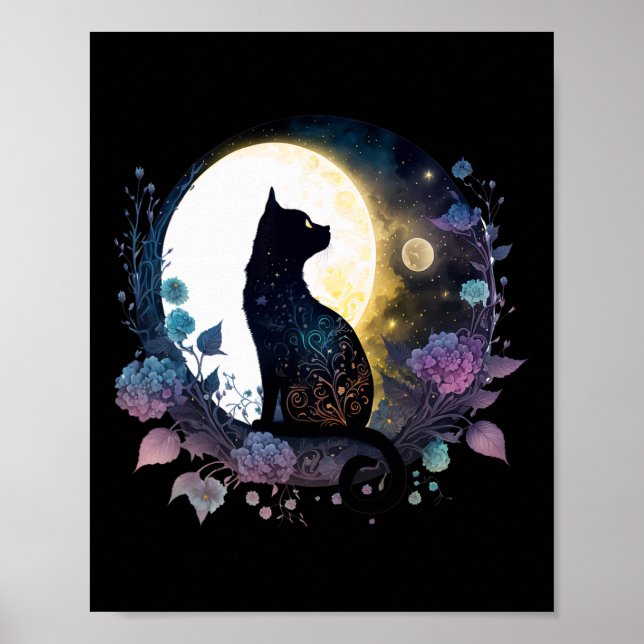 Affiche Chat Cute Motif Chat En Chat Lune (Devant)