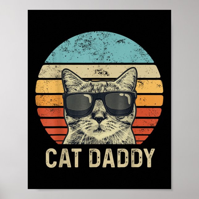 Affiche Chat Daddy Retro Chat Sungles Cool Chat Papa Cadea (Devant)