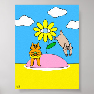 Affiche Chat d'ambiance estivale colorée
