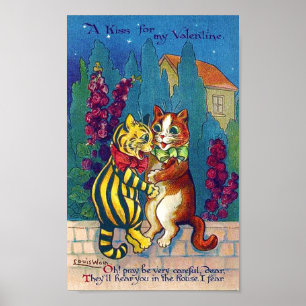 Affiche Chat d'amoureux à la Saint-Valentin, Louis Wain