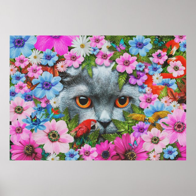 Affiche Chat dans la fleur (Devant)