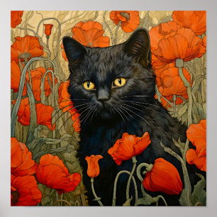 Affiche Chat dans la peinture de pré
