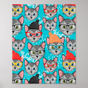 Affiche Chat dans le casquette