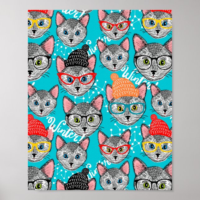 Affiche Chat dans le casquette (Devant)