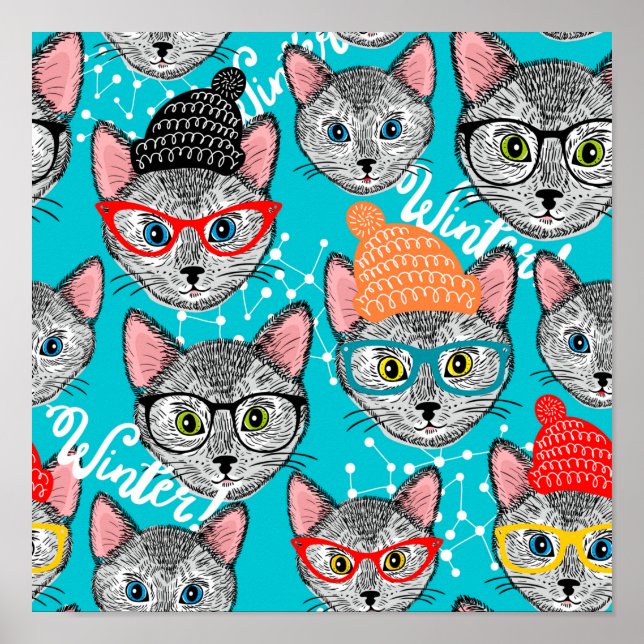 Affiche Chat dans le casquette (Devant)