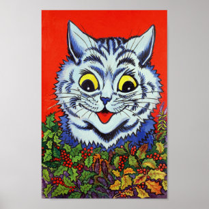 Affiche Chat dans le houx, Louis Wain
