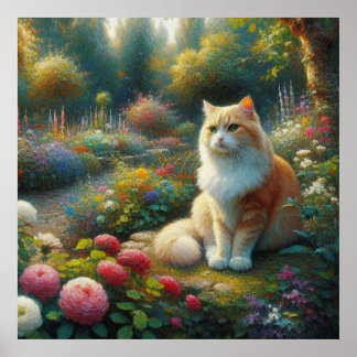 Affiche Chat dans le magnifique jardin