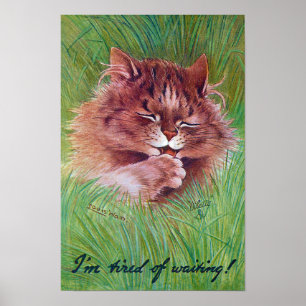 Affiche Chat dans les buissons, Louis Wain