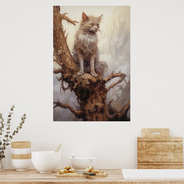 Affiche Chat Dans Un Arbre (Cuisine)