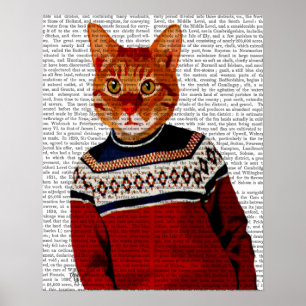 Affiche Chat dans un pull à ski
