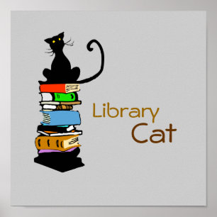 Affiche Chat de bibliothèque