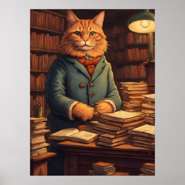 affiche chat de bibliothèque #10 (Devant)