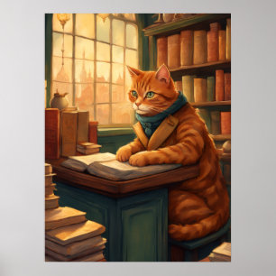 affiche chat de bibliothèque #14
