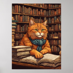 affiche chat de bibliothèque #17