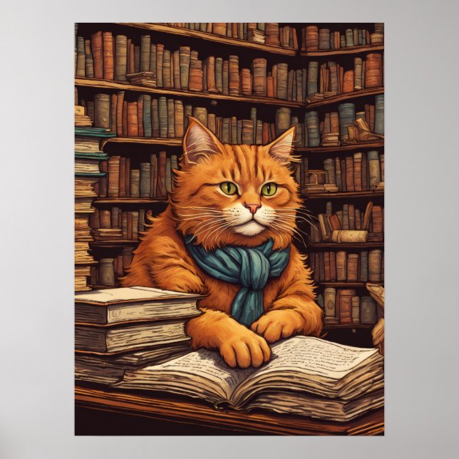 affiche chat de bibliothèque #17 (Devant)
