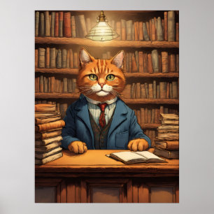 affiche chat de bibliothèque #20