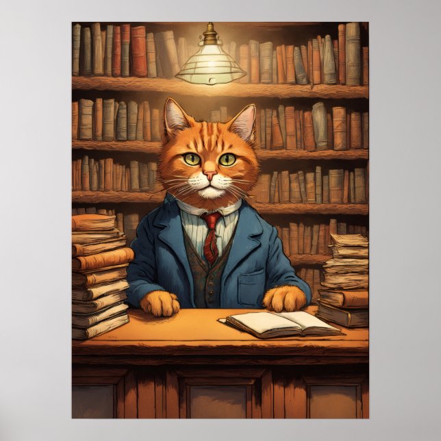 affiche chat de bibliothèque #20 (Devant)