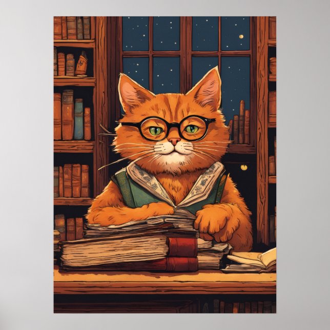 affiche chat de bibliothèque #21 (Devant)