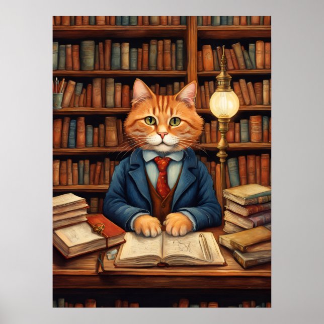 affiche chat de bibliothèque #3 (Devant)