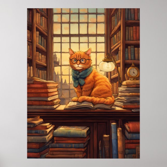 affiche chat de bibliothèque #4 (Devant)