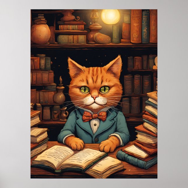 affiche chat de bibliothèque #5 (Devant)