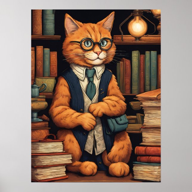affiche chat de bibliothèque #6 (Devant)