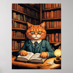 affiche chat de bibliothèque #7