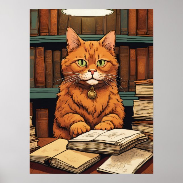 affiche chat de bibliothèque #8 (Devant)