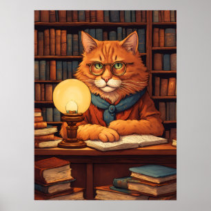 affiche chat de bibliothèque #9