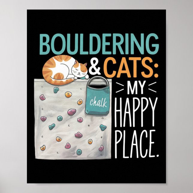 Affiche Chat de bloc drôle – Escalade et amateur de chats (Devant)