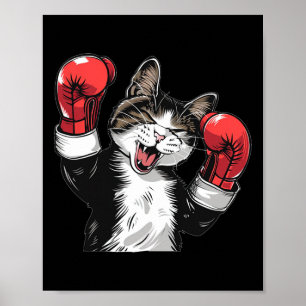 Affiche Chat de boxe cool avec gants de sport pour garçons