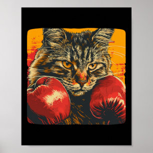 Affiche Chat de boxe cool pour gants de boxe et amateurs d