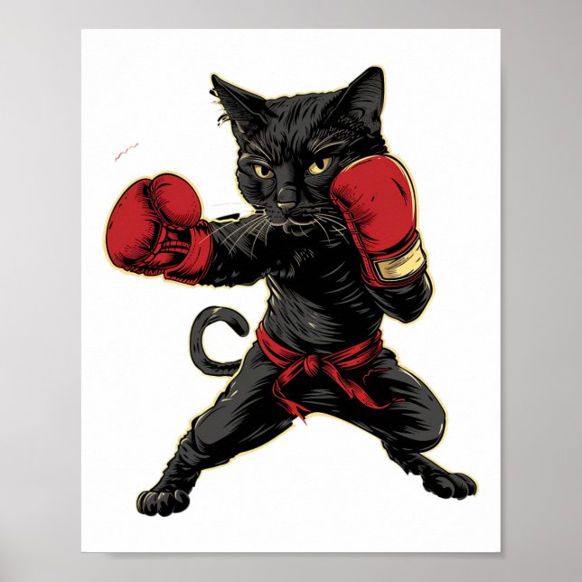 Affiche Chat de boxe thaïlandaise Funny Meau Thai Martial  (Devant)