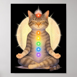 Affiche Chat de chakra méditatif Yoga Amoureux des chats s