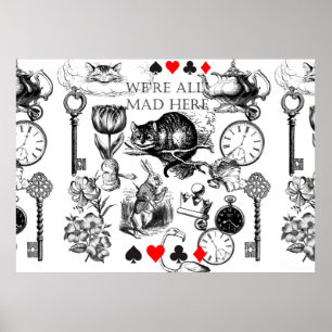 Affiche Chat de Cheshire classique alice au pays des merve
