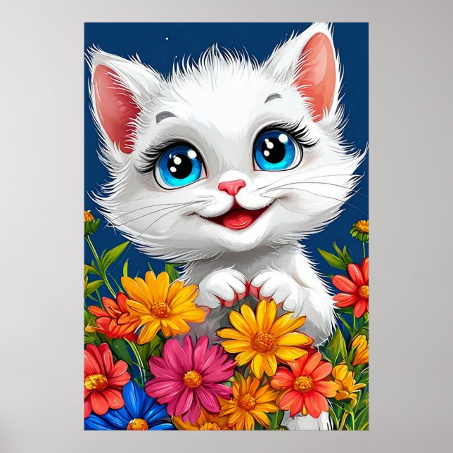 Affiche Chat de dessin animé adorable (Devant)