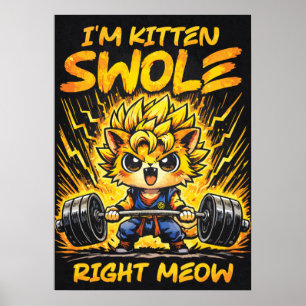 Affiche Chat de gym animé, chaton gonflé tout de suite, dr