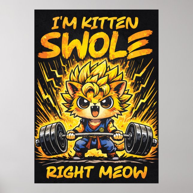 Affiche Chat de gym animé, chaton gonflé tout de suite, dr (Devant)