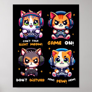 Affiche Chat de joueur drôle de jeux vidéo Pew garçons fil