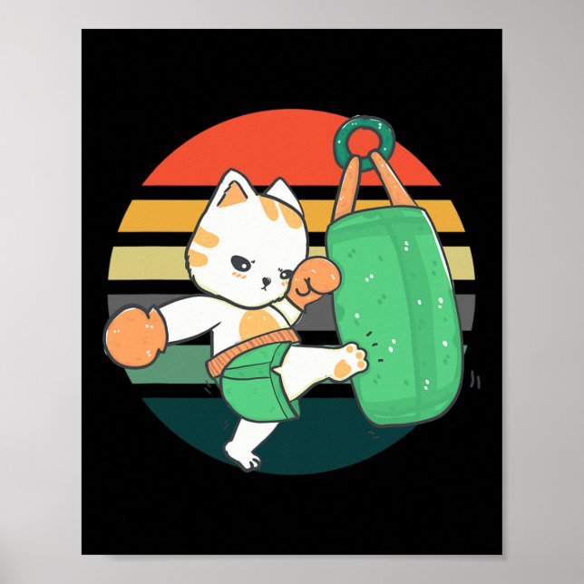 Affiche Chat de kickboxing Hommes Femmes Enfants  (Devant)