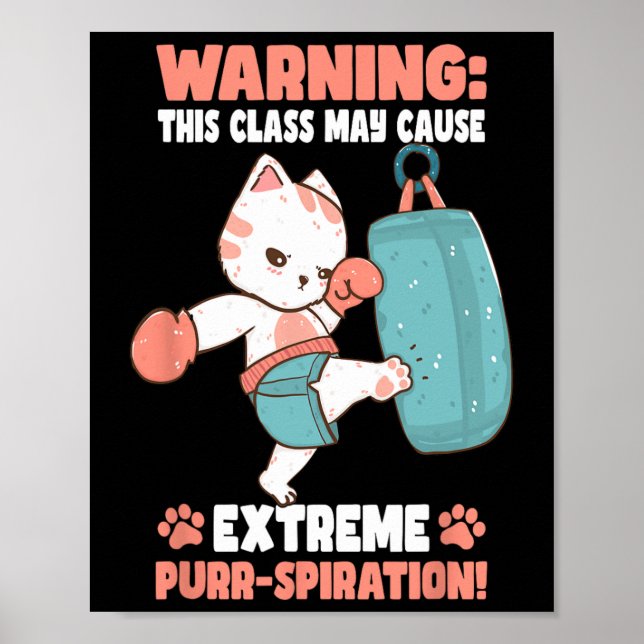 Affiche Chat de kickboxing pour hommes femmes enfants  (Devant)