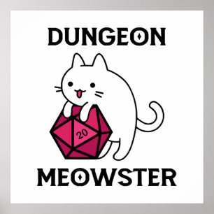Affiche Chat de la Meowster Dungeon amusant