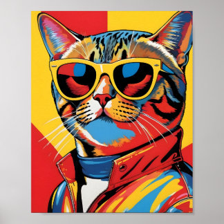 Affiche Chat de l'art pop cool en lunettes de soleil