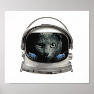 Affiche Chat de l'astronaute du casque spatial