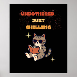 Affiche Chat de lecture drôle