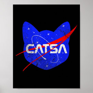Affiche Chat de l'espace Univers drôle Catsa