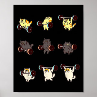 Affiche Chat de levage de poids T-shirt cadeau drôle de gy